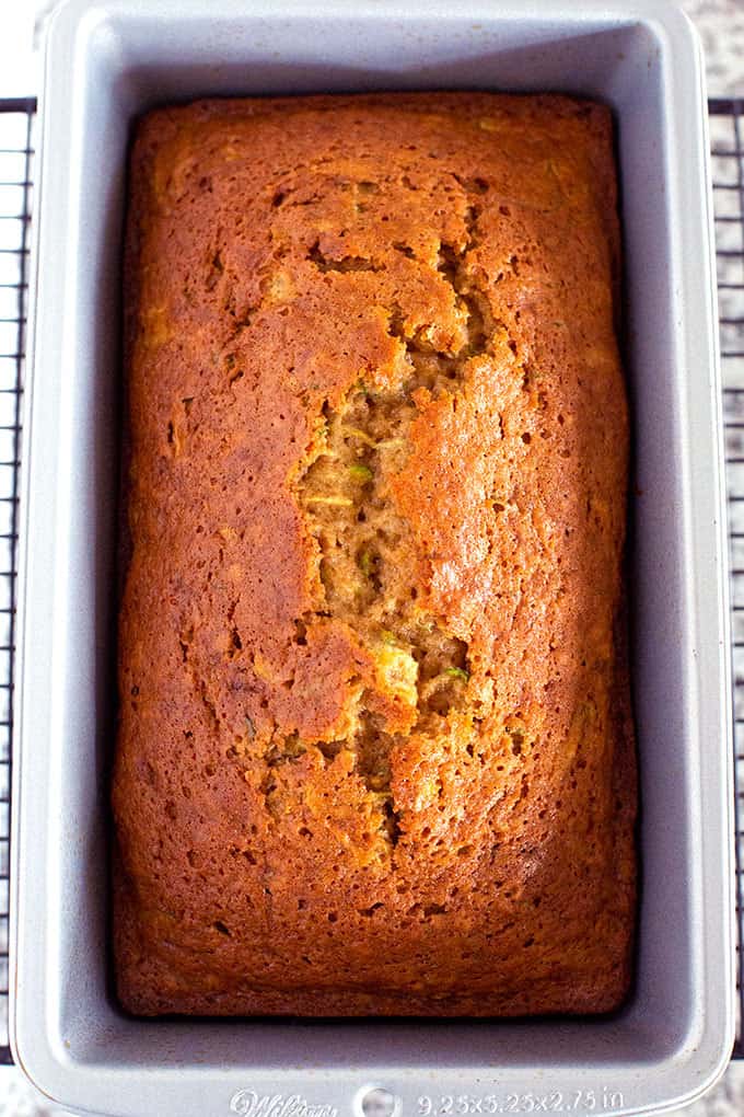 Zucchini bread in pan