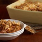 Apple Crisp in a white bowl