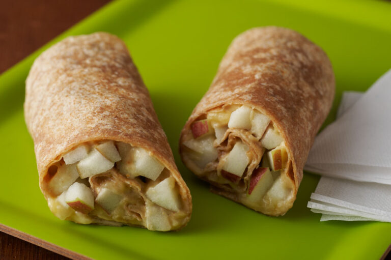 Apple wraps pictured on a green plate