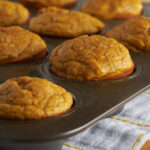 Pumpkin muffins in a muffin pan