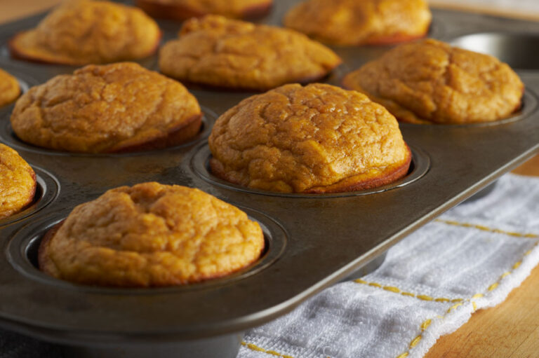 Pumpkin muffins in a muffin pan