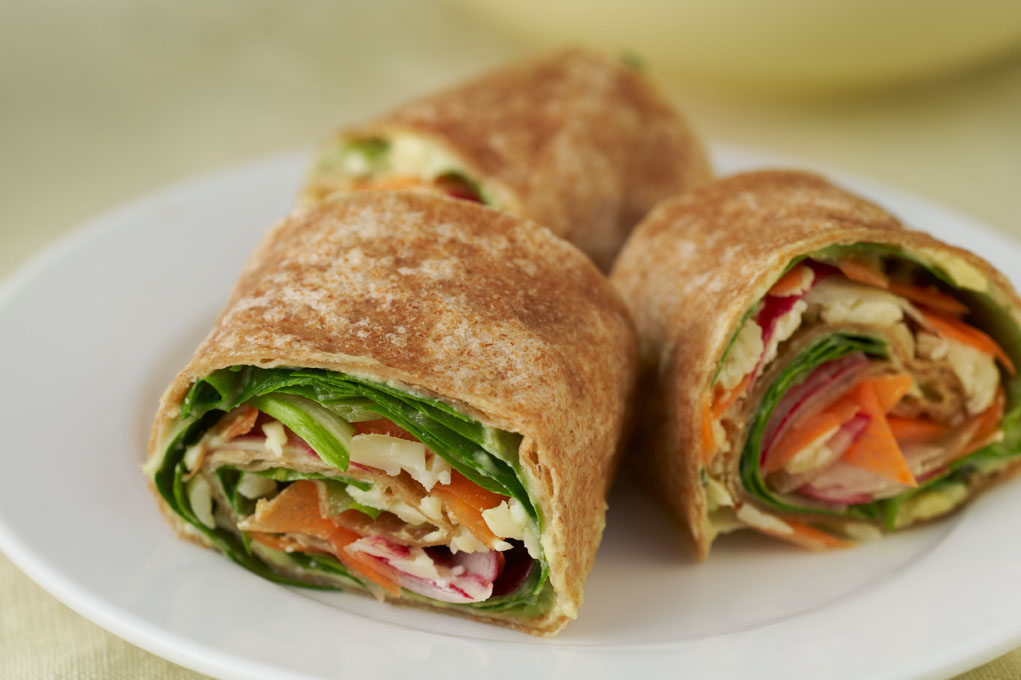 Veggie wraps on a white plate