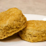 Two whole wheat buttermilk biscuits