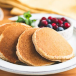 A plate of whole wheat buttermilk pancakes