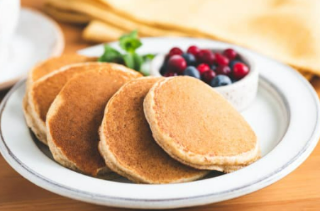 A plate of whole wheat buttermilk pancakes