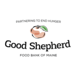 Partnering to End Hunger Good Shepherd Food Bank of Maine Stacked Logo with Apple in Center