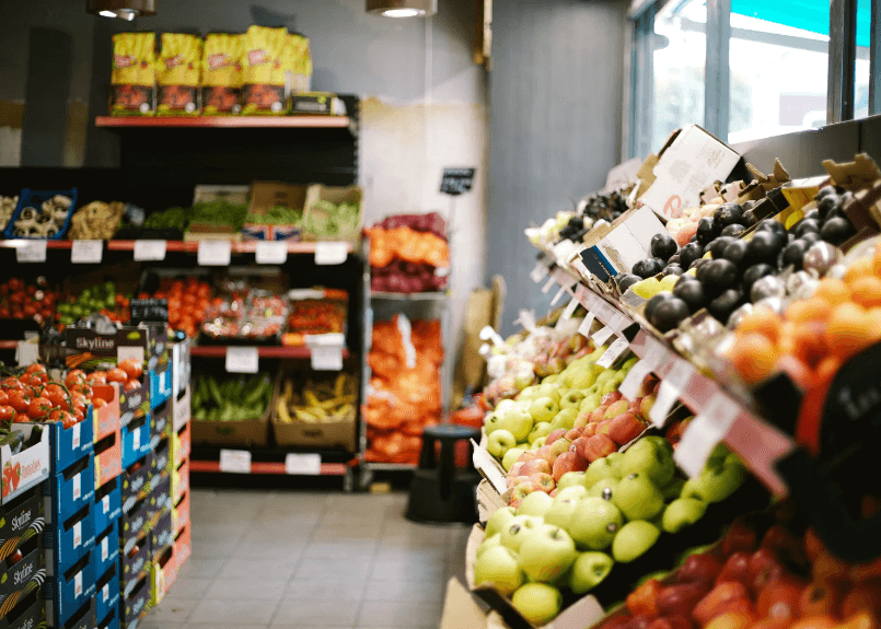 Fresh produce in a grocery store.