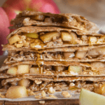 Quesadilla with chopped apples, cinnamon, and oats