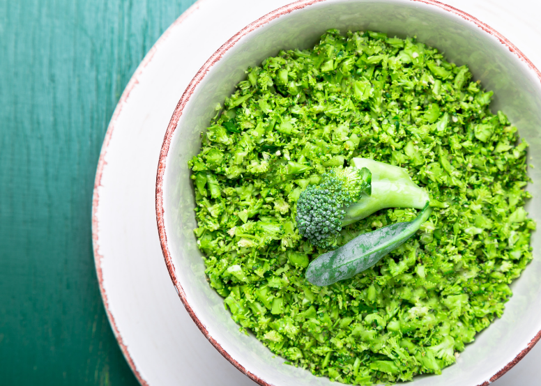 broccoli rice in a white bowl