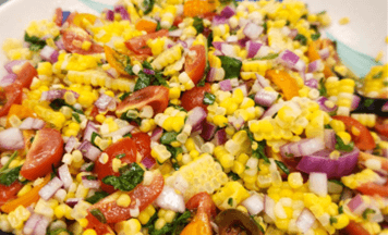 Closeup photo of a summer corn salad