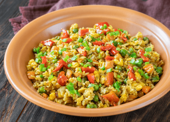 rice, peas, peanuts, tomato stew