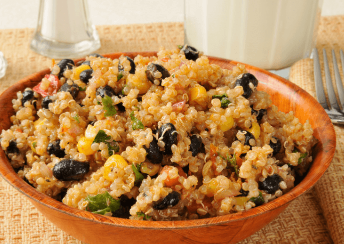 quinoa, black beans, and herbs salad