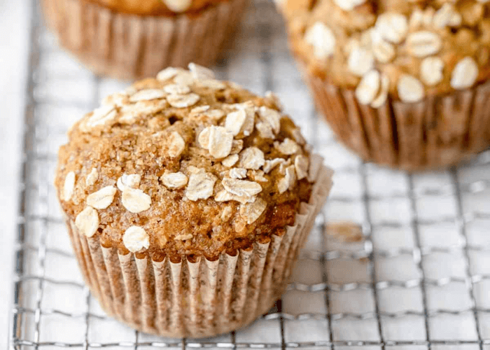 Banana Nut Muffins with Oats on top