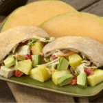 Pita with chicken, avocado, bell pepper, pineapple
