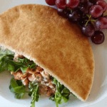 Pita with salmon salad and grapes