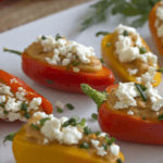 Sweet peppers with hummus and sprinkled feta