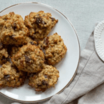 Oatmeal cookies with chopped dates, walnuts, and cinnamon