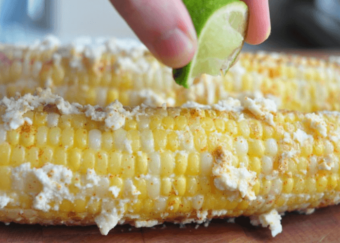 Corn on the cob with butter and lime