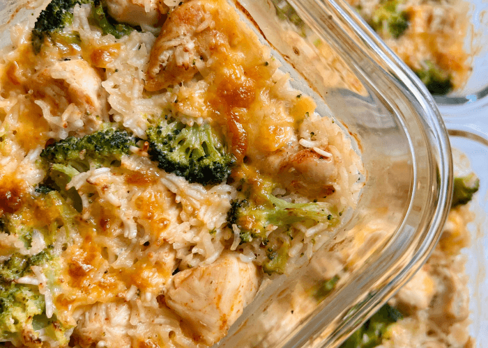 Cheesy Chicken Broccoli Bake with rice