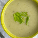 Zero Waste Celery & Potato Soup in a bowl