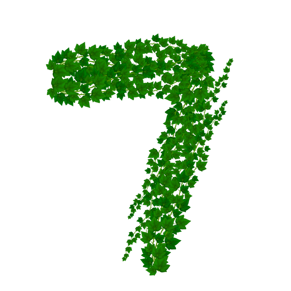 The number 7 created from vines