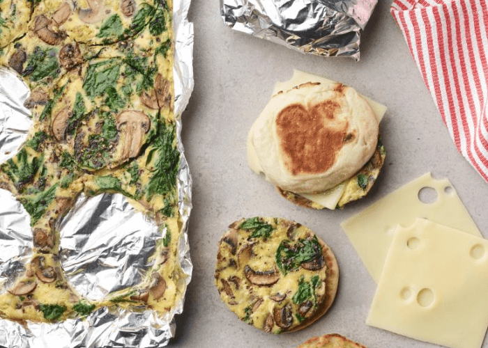 Spinach and Mushroom Breakfast Sandwiches