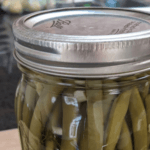 Mason jar with pickled green beans