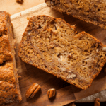 Peanut butter bread sliced on a cutting board