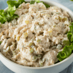 Picnic Chicken Salad in a bowl with lettuce