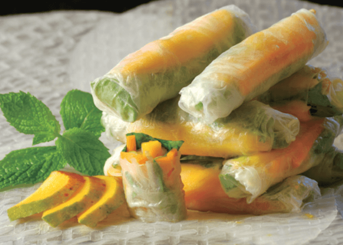 mango cucumber wrap in rice paper