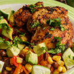 Cilantro lime chicken with avocado corn and tomatoes