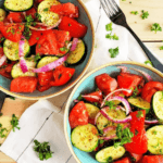 Marinated Cucumber & Tomato Salad in two bowls
