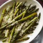 Roasted Asparagus with Parmesan on a serving plate