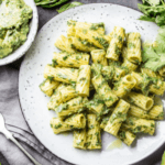 Pasta noodles with creamy broccoli pasta sauce