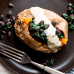 Stuffed Sweet Potato with Hummus Dressing
