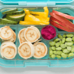 Wraps with banana and peanut butter in a lunch box