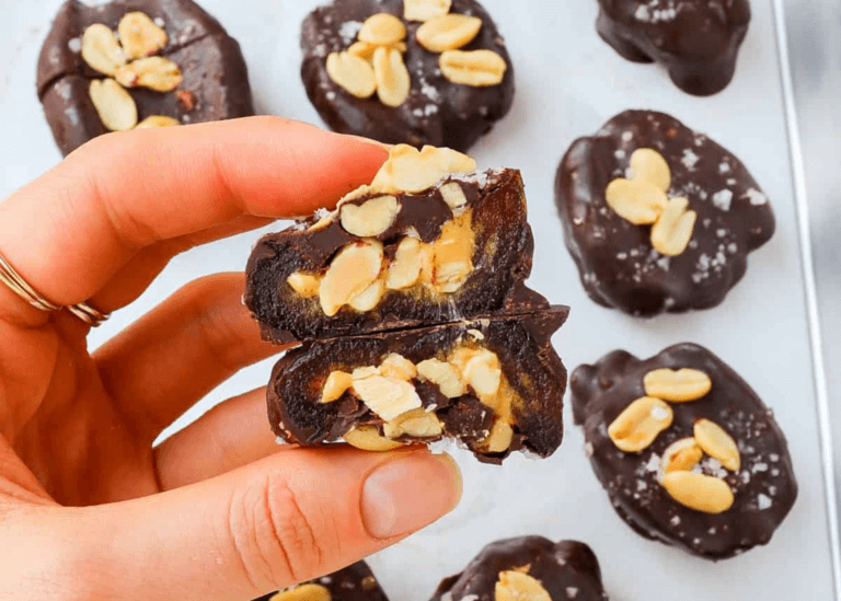 Medjool dates with peanuts, chocolate, and peanut butter