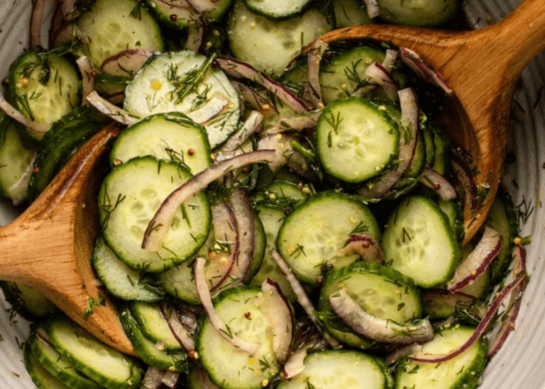 Crunchy Cucumber Dill Salad in a bowl