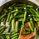 Cut Sautéed Asparagus in a pan